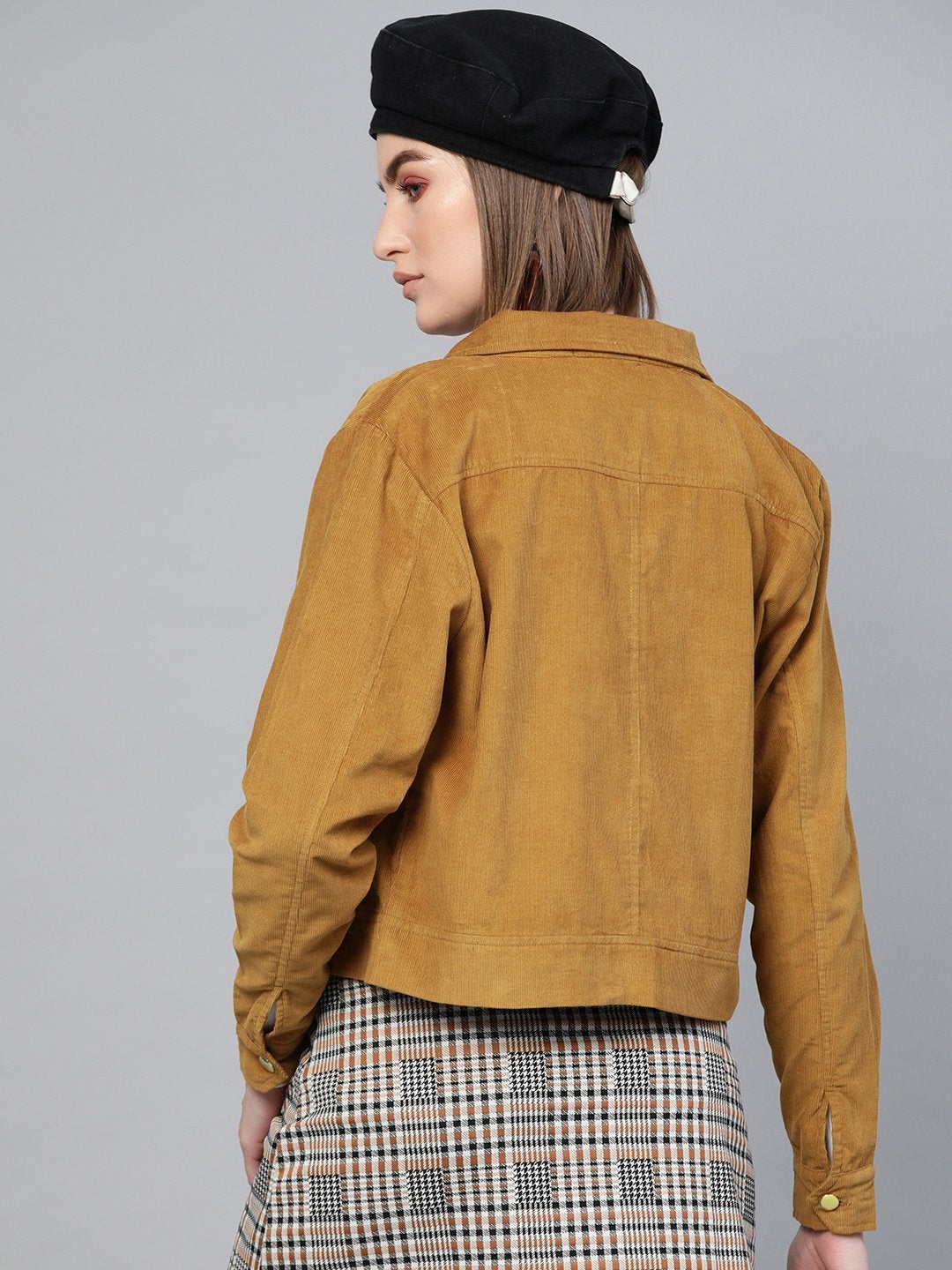 Women's Brown Corduroy Bomber Jacket - SASSAFRAS