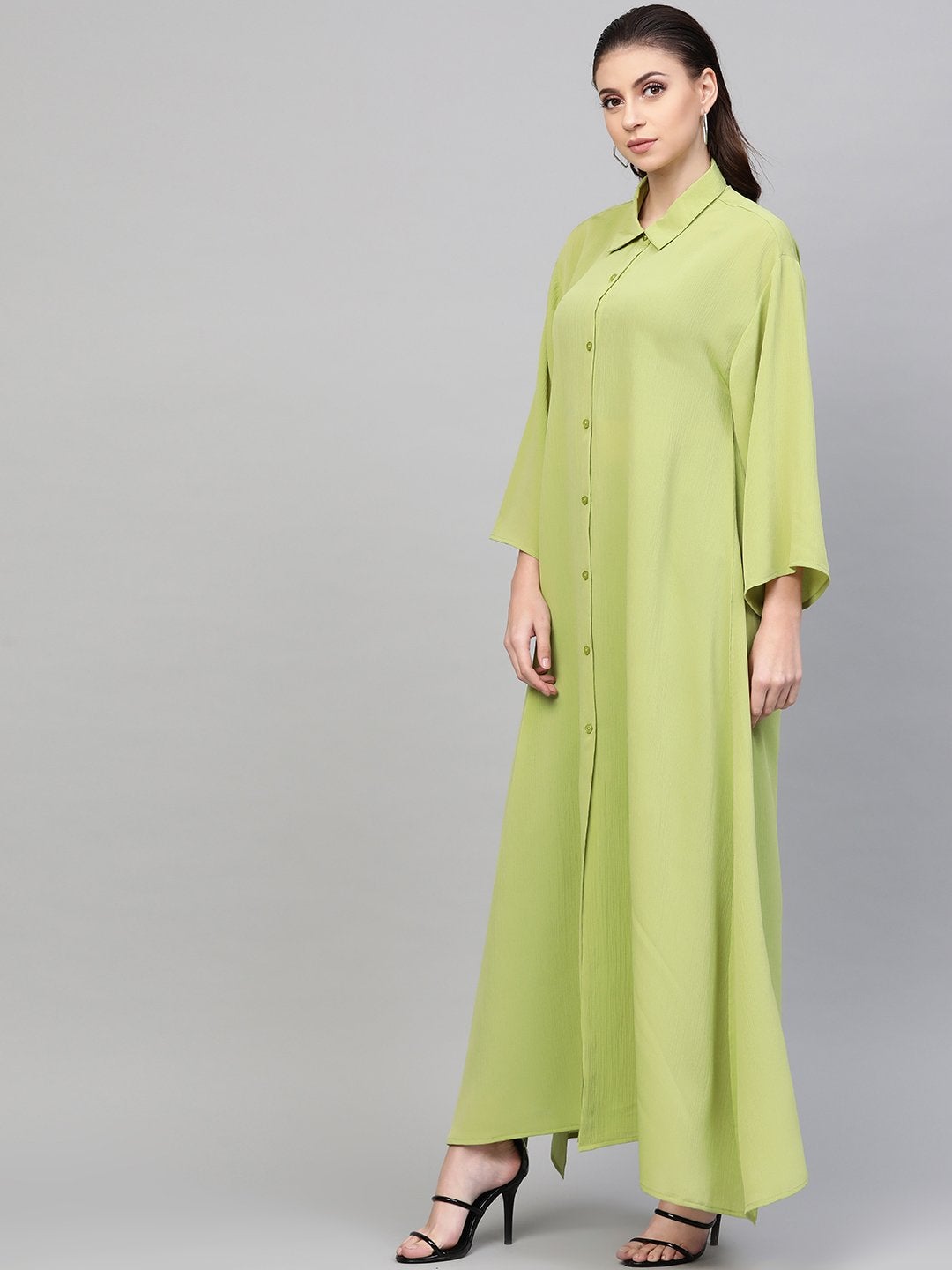 Women's Mint Green Button Placket Longline Shrug - SASSAFRAS