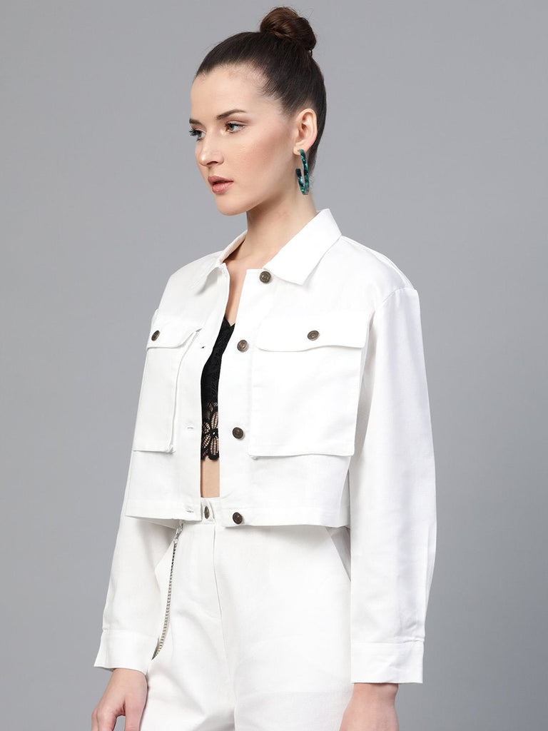 Women's White Boxy Denim Jacket