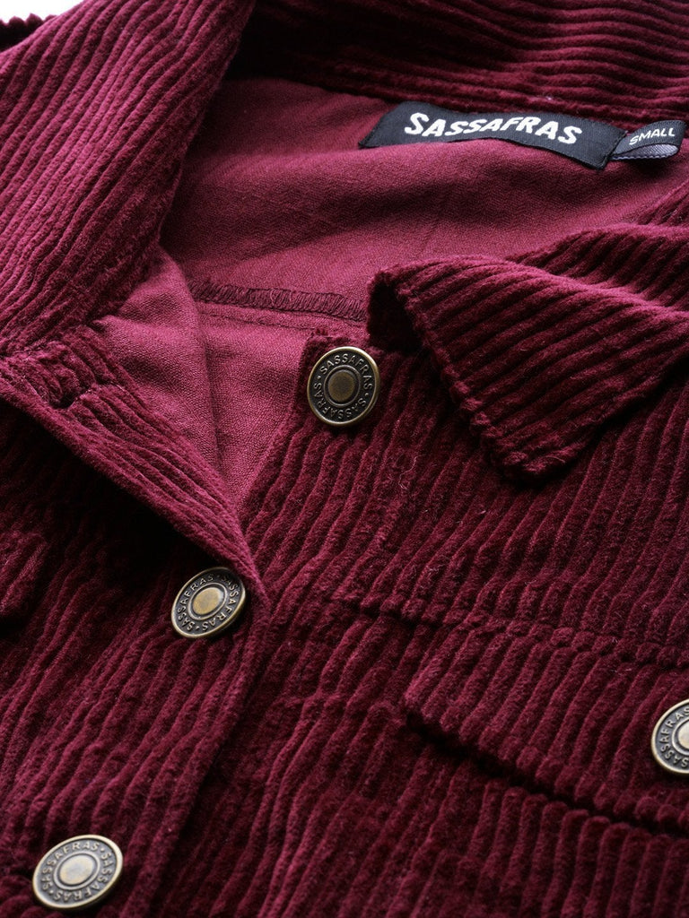 Women's Burgundy Corduroy Boxy Jacket