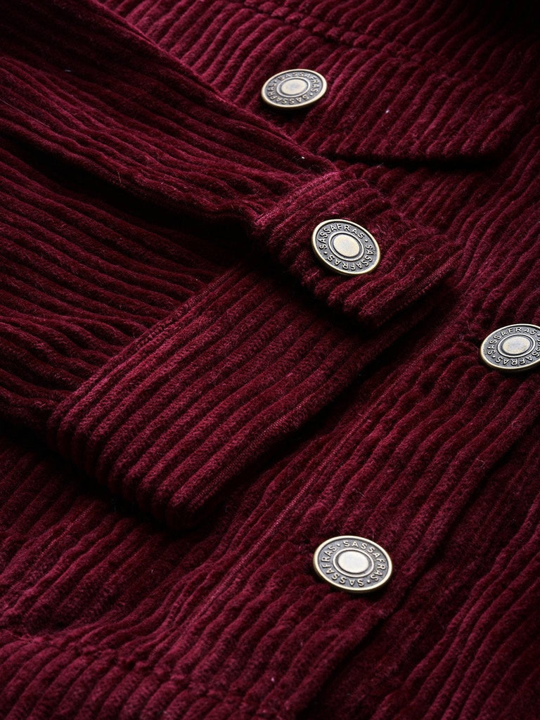 Women's Burgundy Corduroy Boxy Jacket