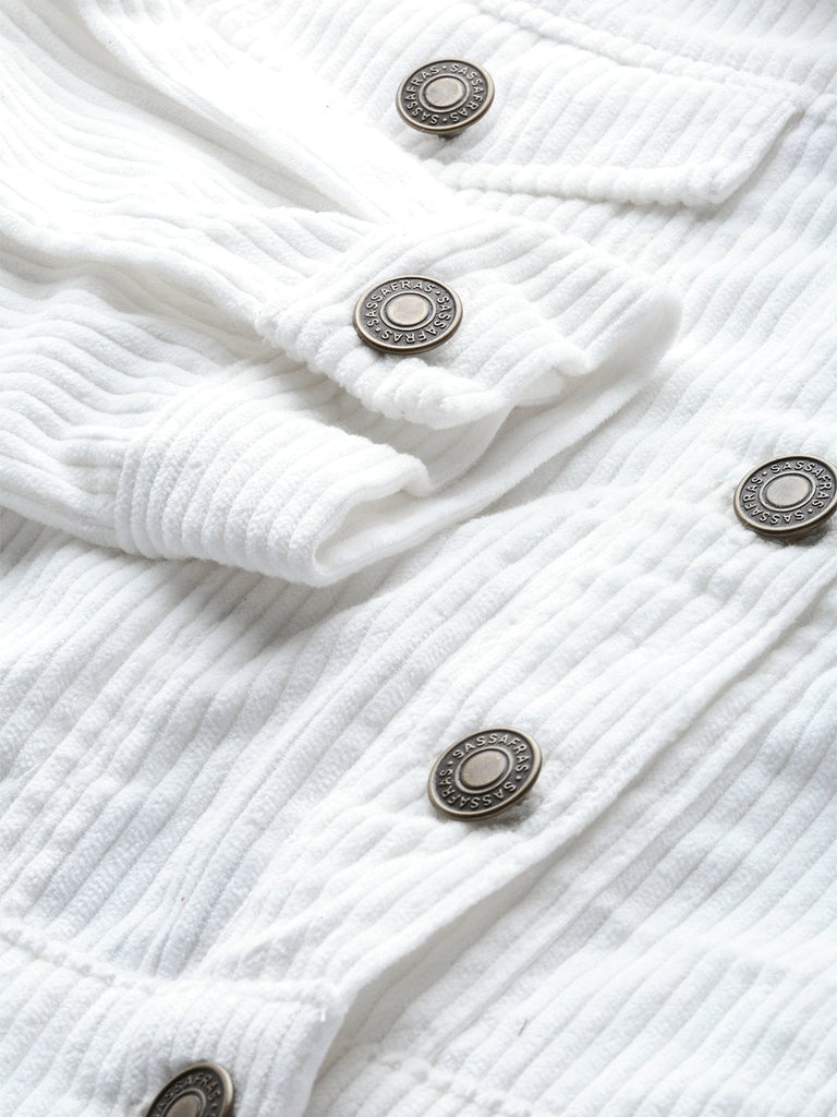 Women's White Corduroy Boxy Jacket