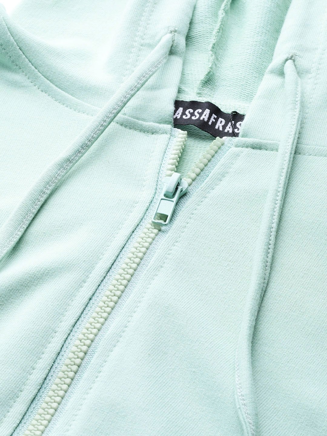 Women's Sea Green Terry Hooded Jacket - SASSAFRAS