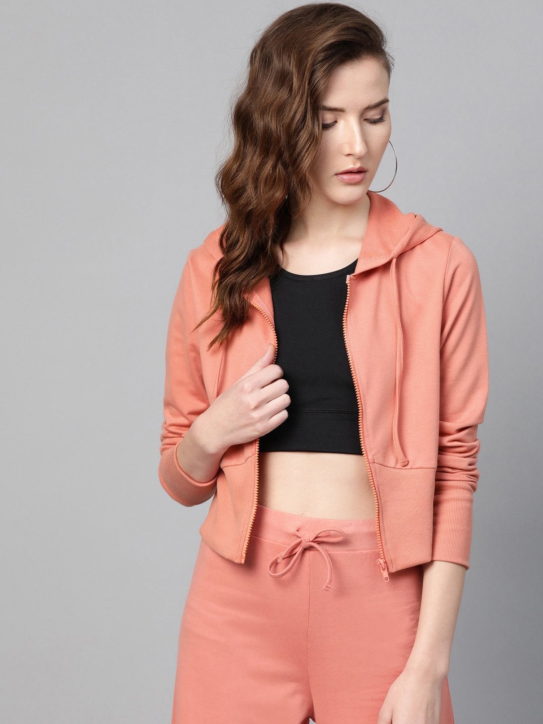 Women's Peach Terry Hooded Jacket - SASSAFRAS