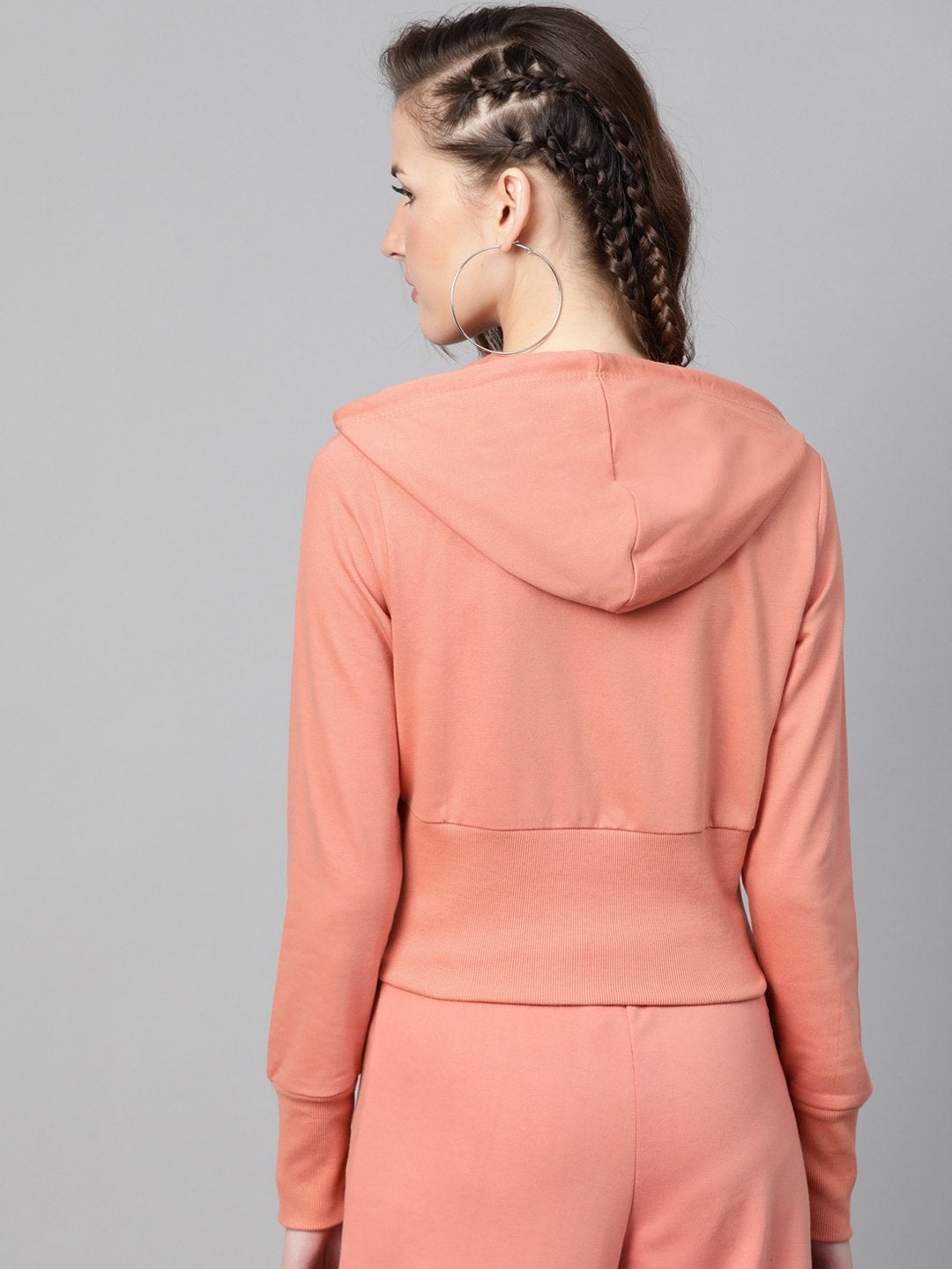 Women's Peach Terry Hooded Jacket - SASSAFRAS