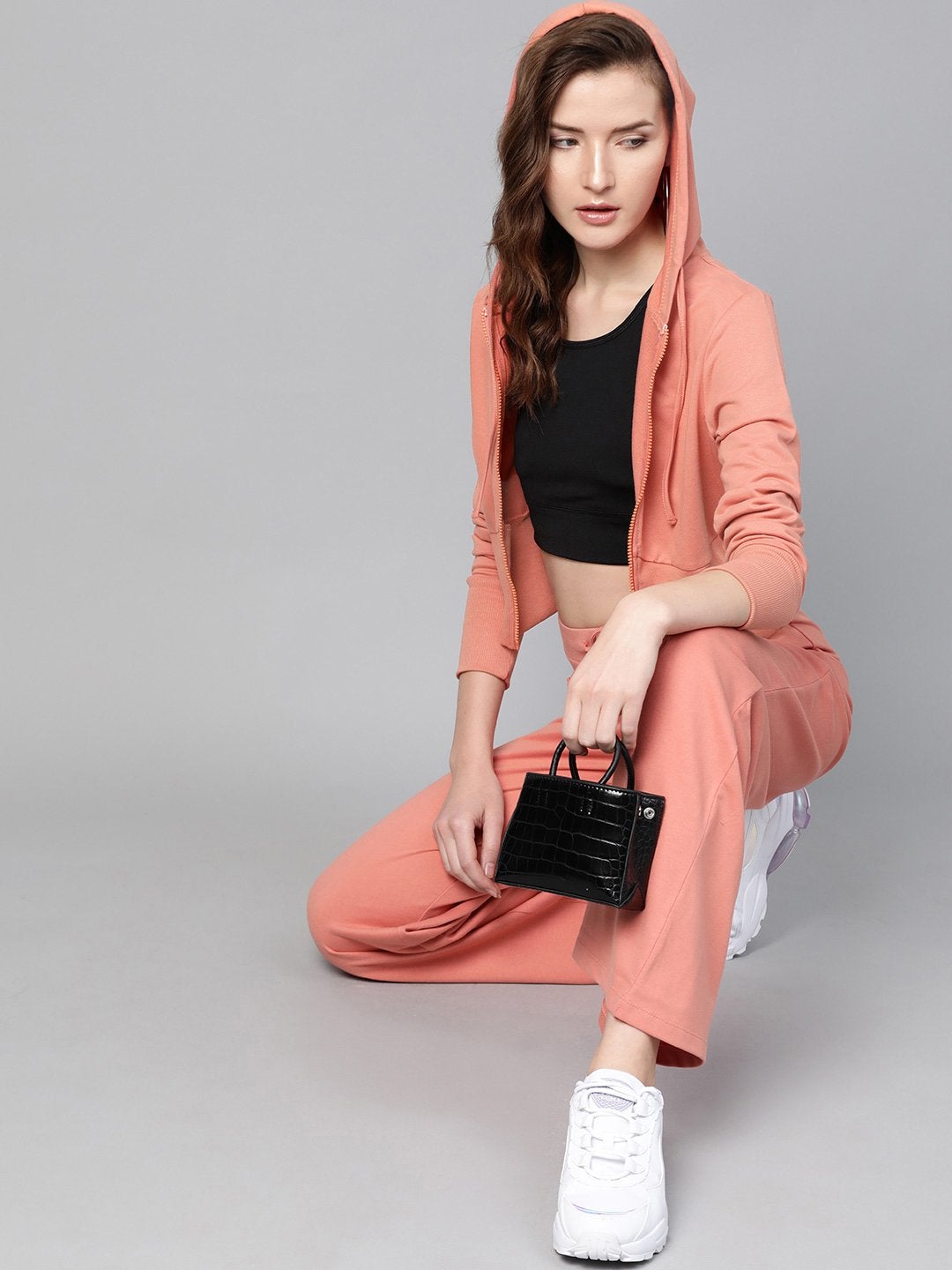 Women's Peach Terry Hooded Jacket - SASSAFRAS