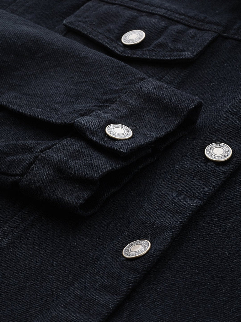 Women's Black Denim Raw Edge Jacket