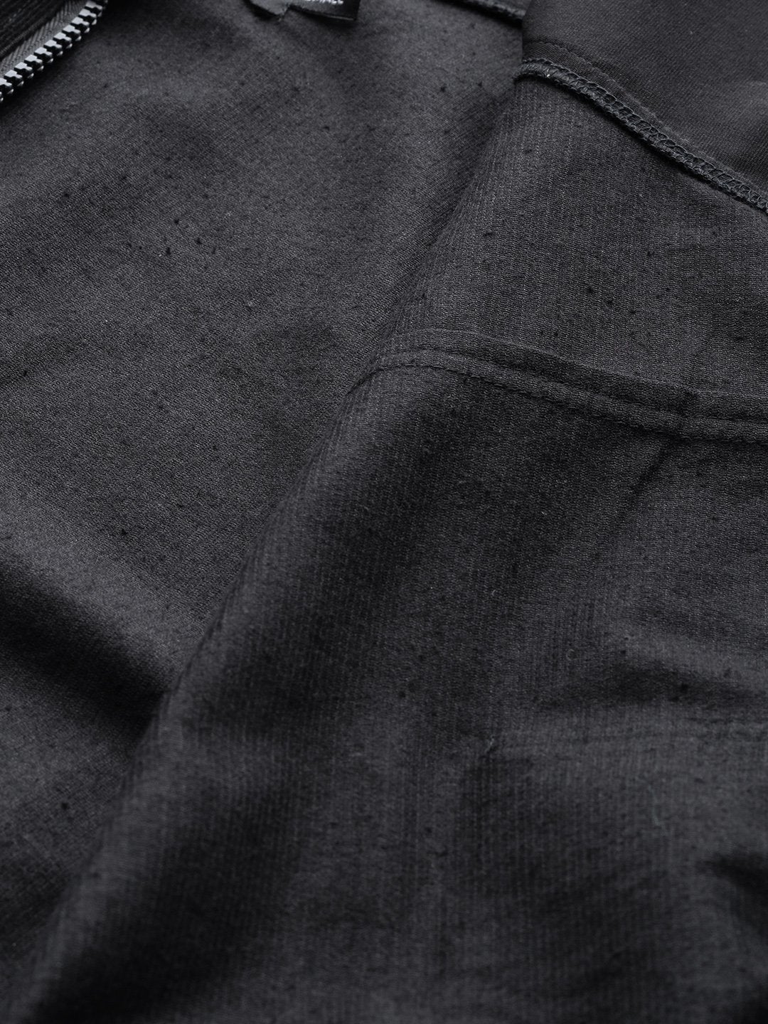 Women's Black Hooded Boxy Corduroy Crop Jacket - SASSAFRAS