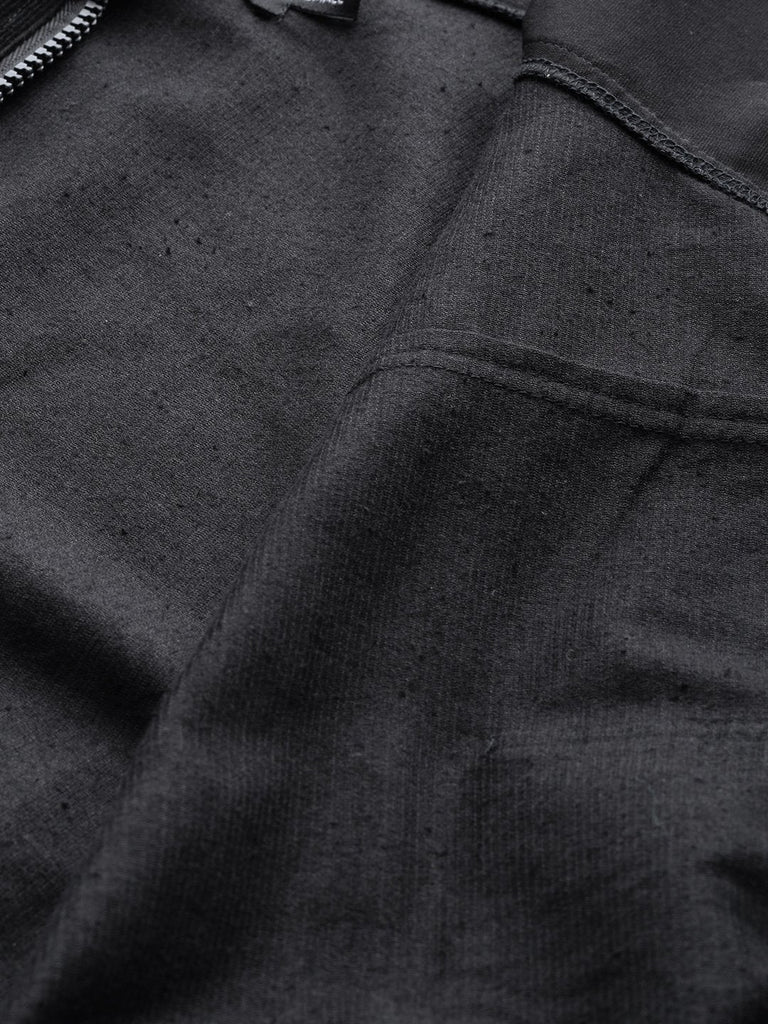 Women's Black Hooded Boxy Corduroy Crop Jacket