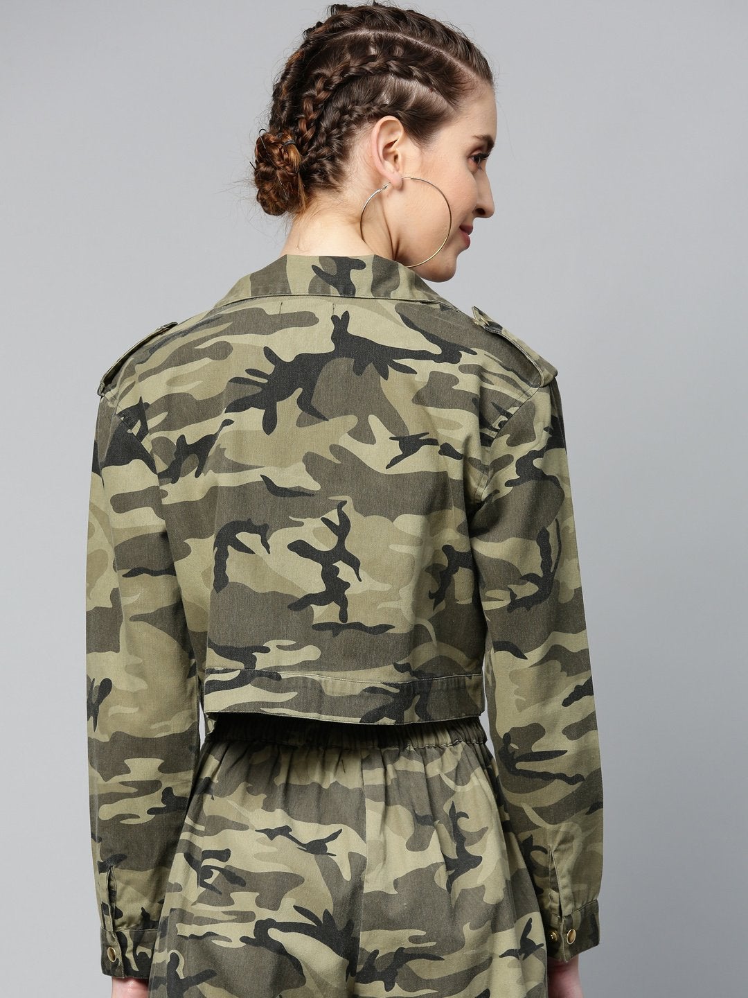 Women's Green Camouflage Trucker Jacket - SASSAFRAS