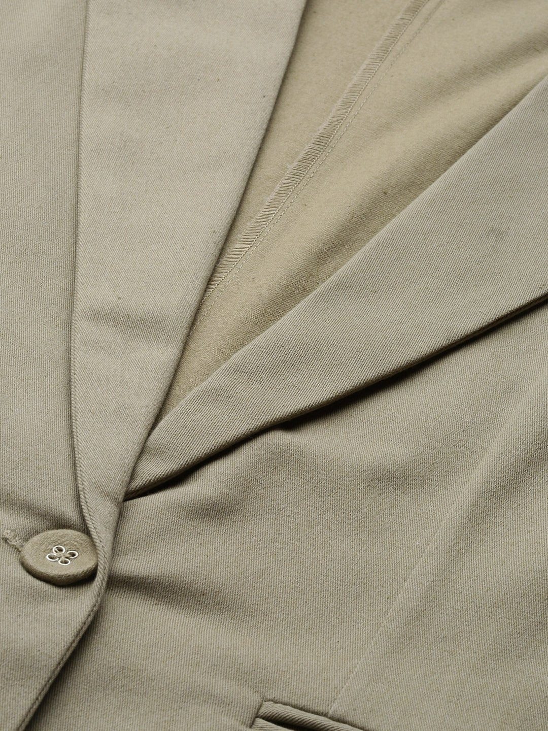 Women's Beige Twill Single Button Classic Blazer - SASSAFRAS