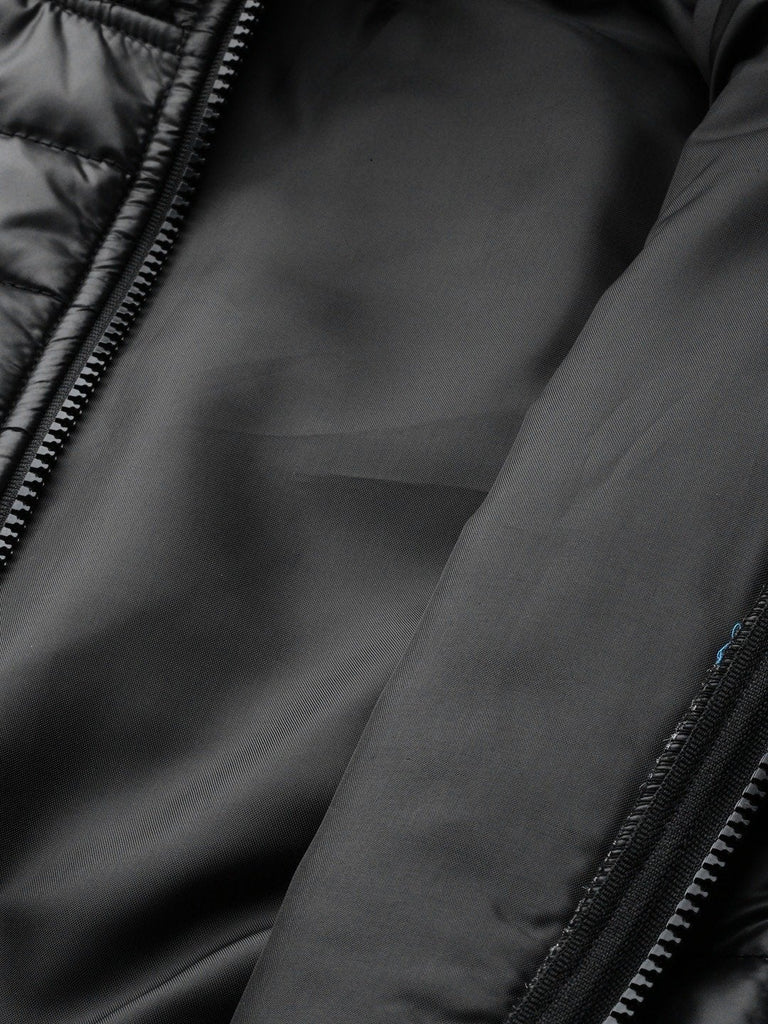 Women's Black Hooded Crop Bomber Puffer Jacket