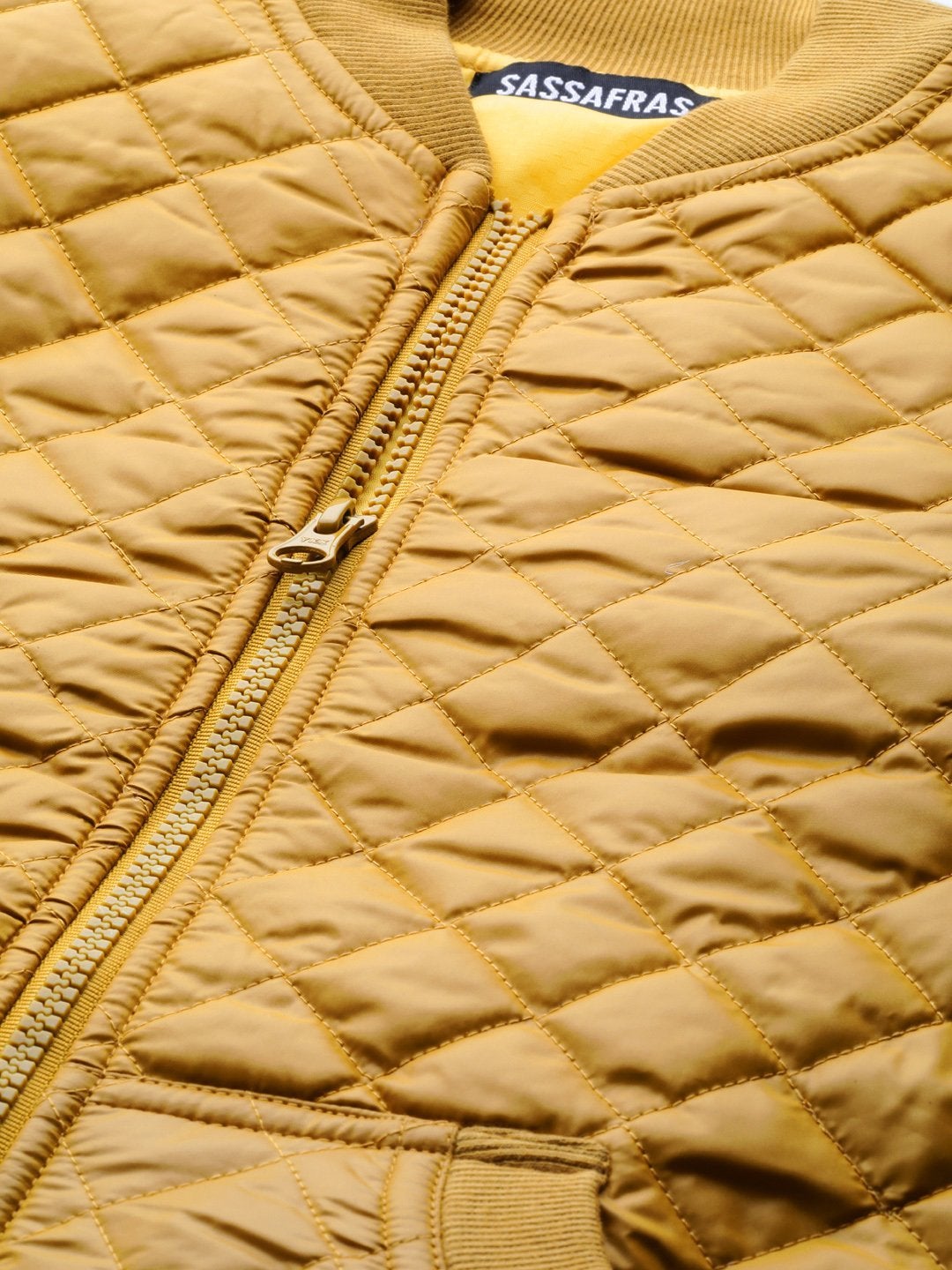 Women's Mustard Quilted Bomber Jacket - SASSAFRAS