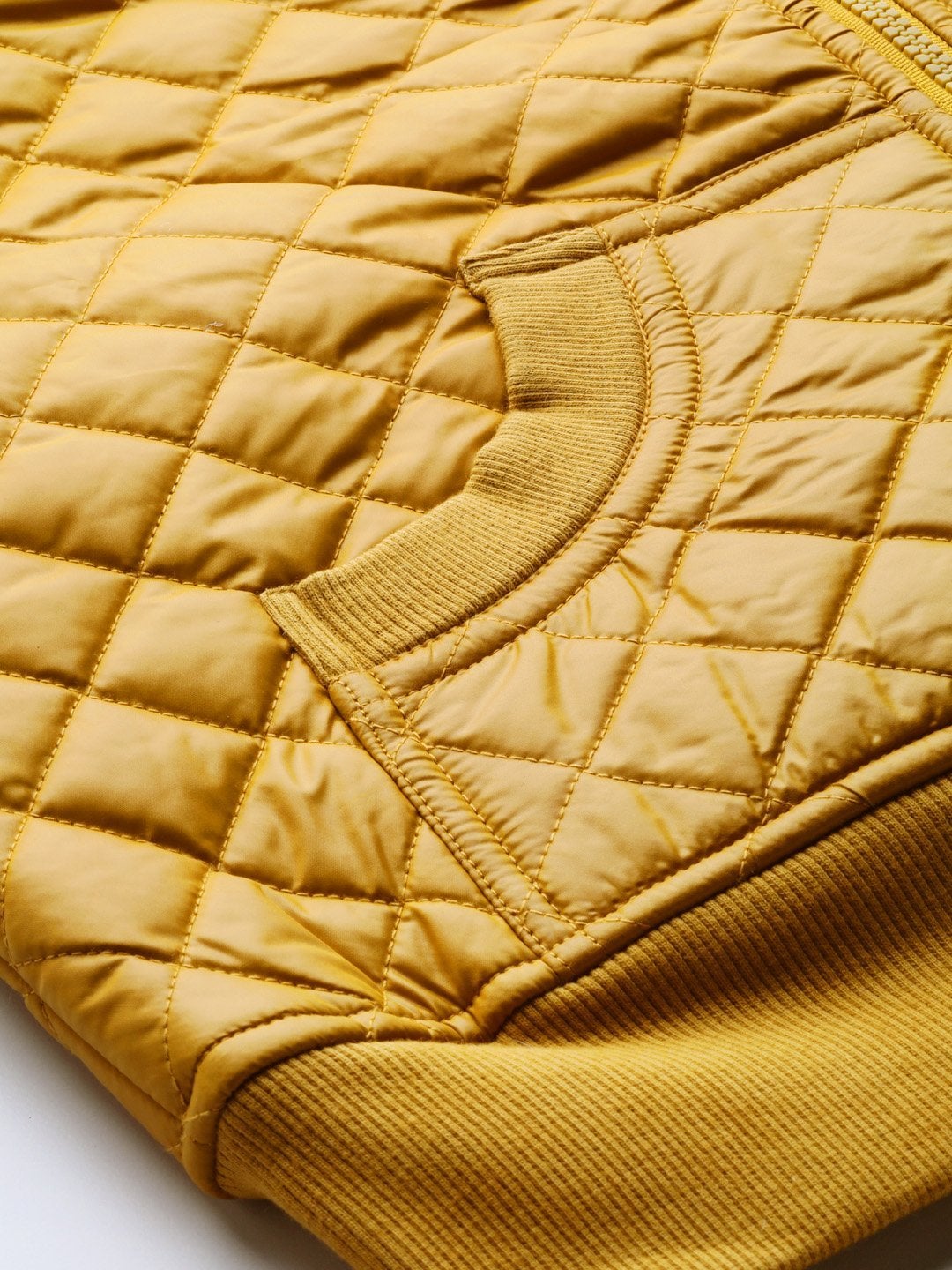 Women's Mustard Quilted Bomber Jacket - SASSAFRAS