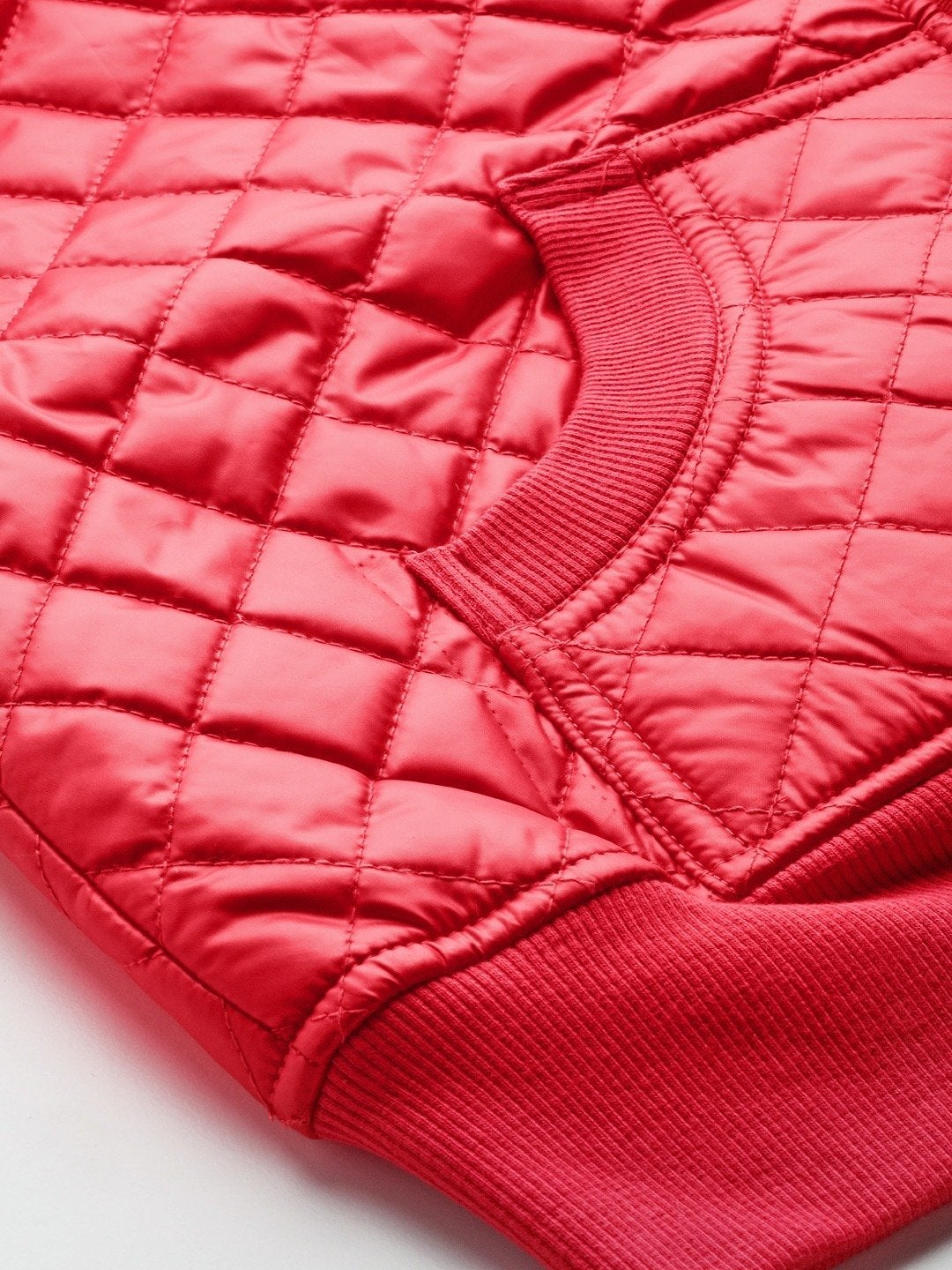 Women's Red Quilted Bomber Jacket - SASSAFRAS