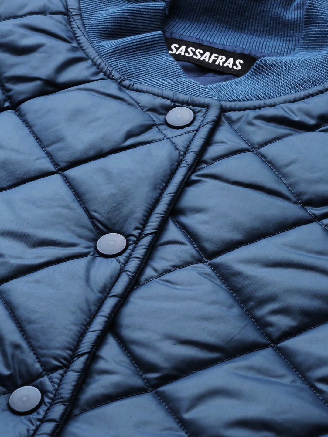 Women's Teal Front Snap Button Quilted Puffer Jacket - SASSAFRAS