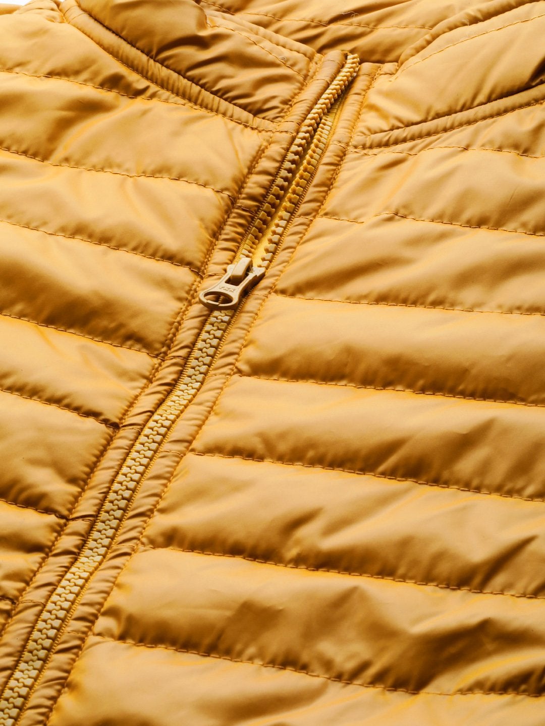 Women's Mustard Zip-Pocket Quilted Puffer Jacket - SASSAFRAS