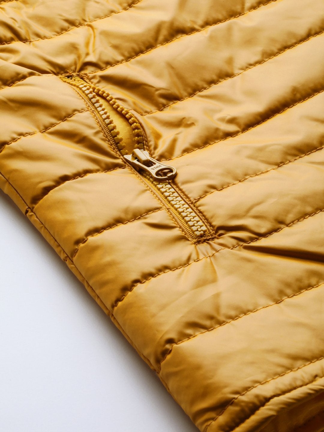 Women's Mustard Zip-Pocket Quilted Puffer Jacket - SASSAFRAS