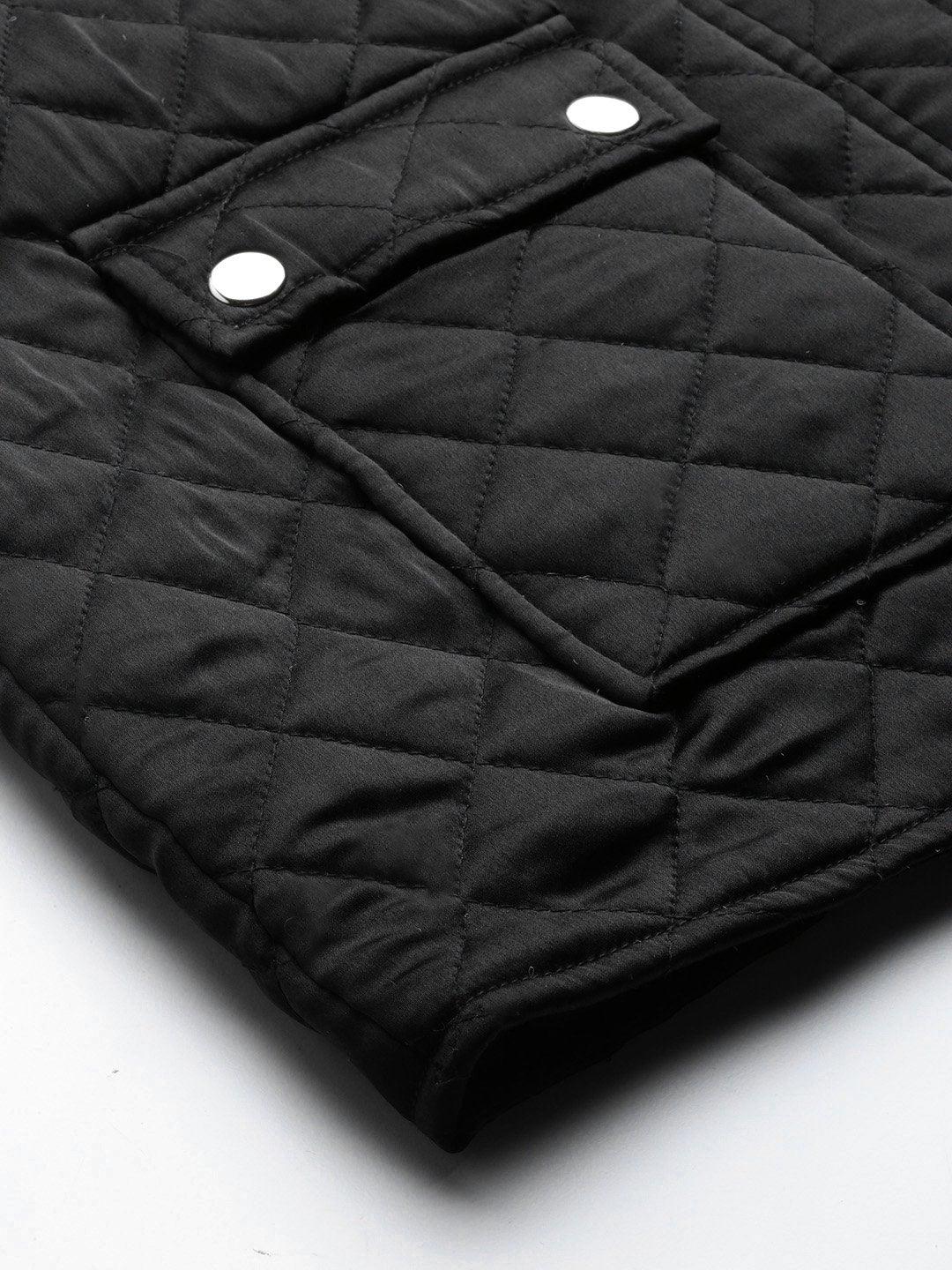 Women's Black Satin Quilted Jacket - SASSAFRAS