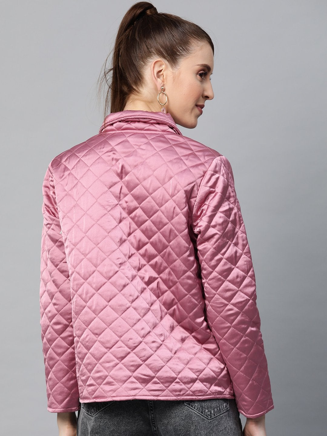 Women's Lavender Satin Quilted Jacket - SASSAFRAS