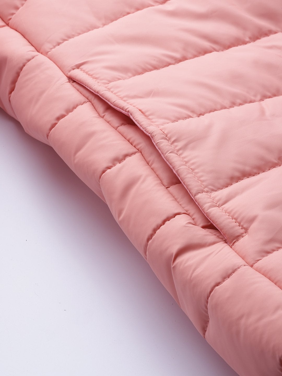 Women's Peach Hooded Long Puffer Jacket - SASSAFRAS