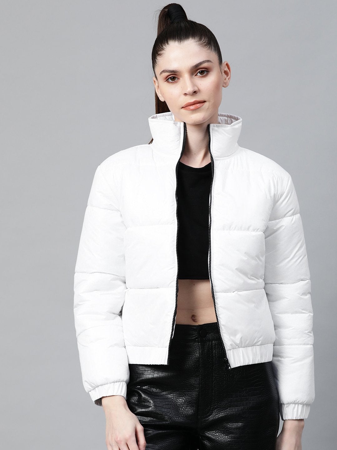 Women's White Full Sleeve Quilted Jacket - SASSAFRAS