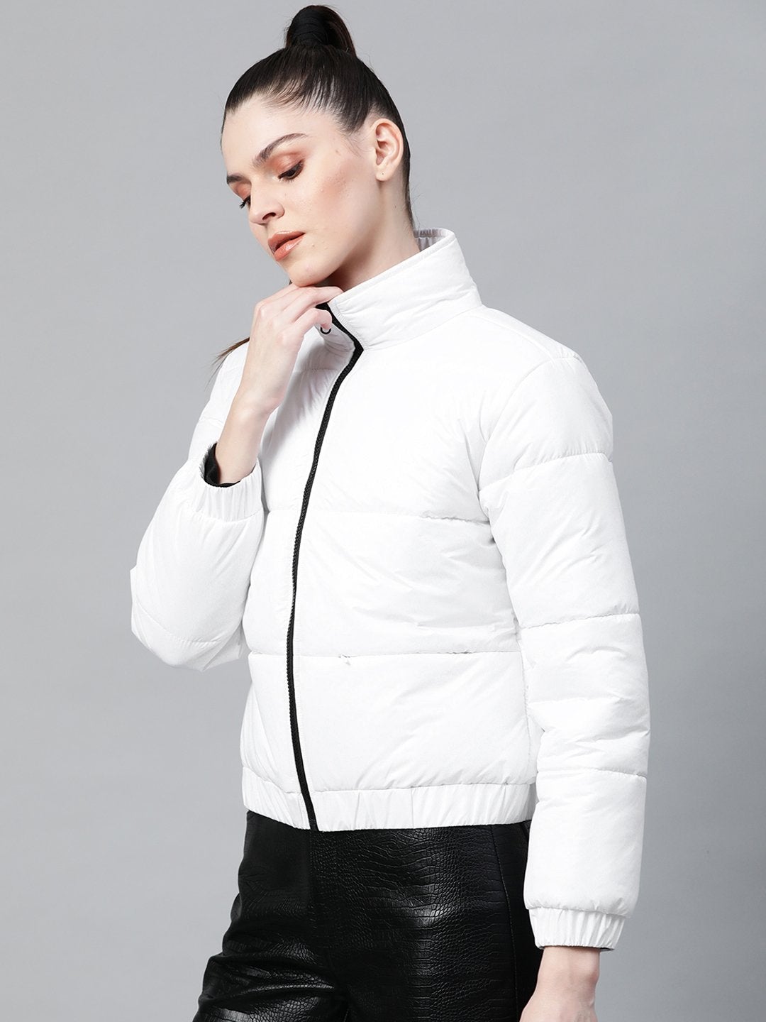 Women's White Full Sleeve Quilted Jacket - SASSAFRAS