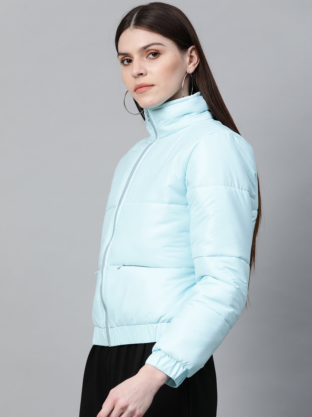 Women's Blue Full Sleeve Quilted Jacket - SASSAFRAS