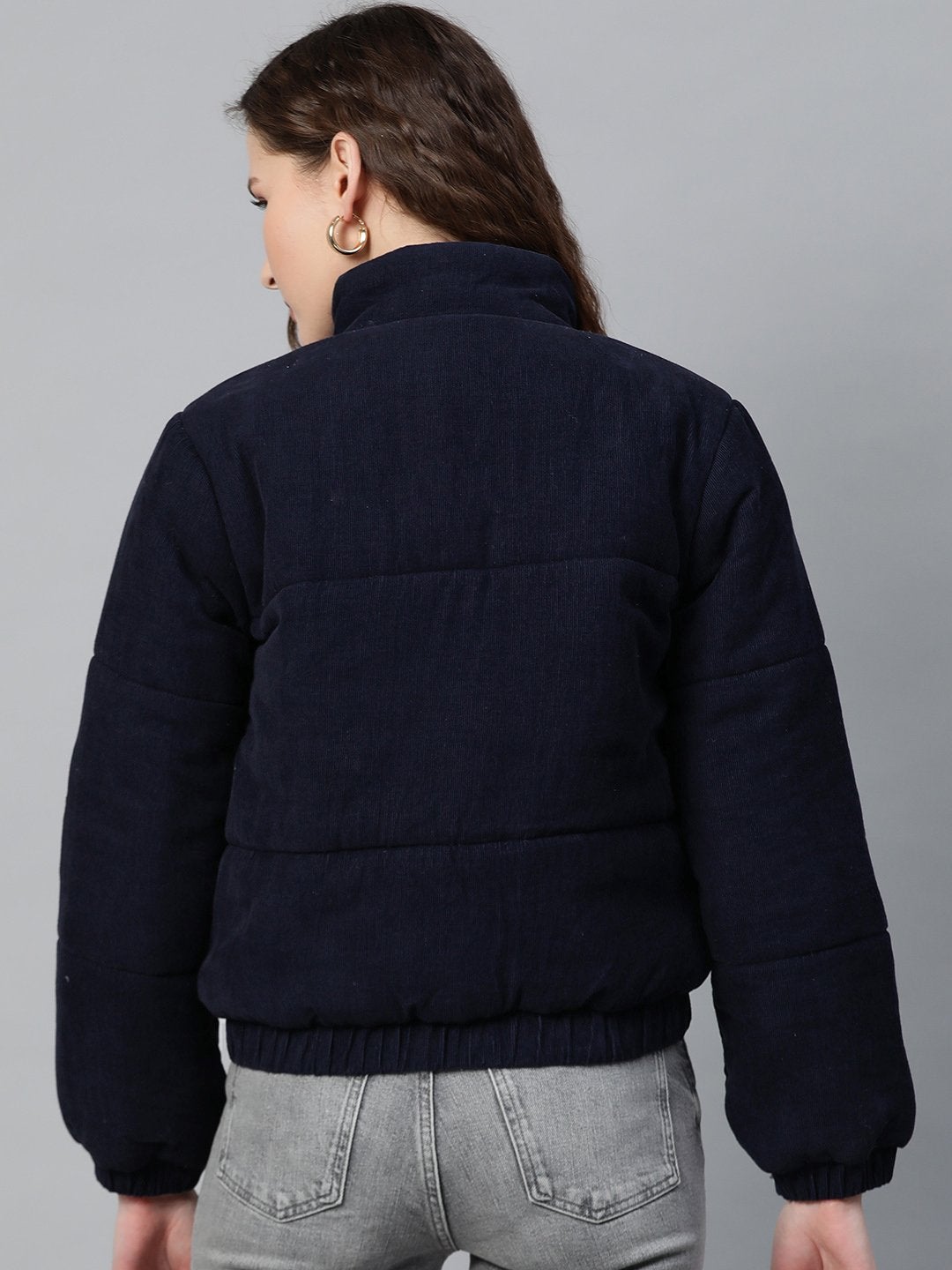 Women's Navy Corduroy Quilted Jacket - SASSAFRAS