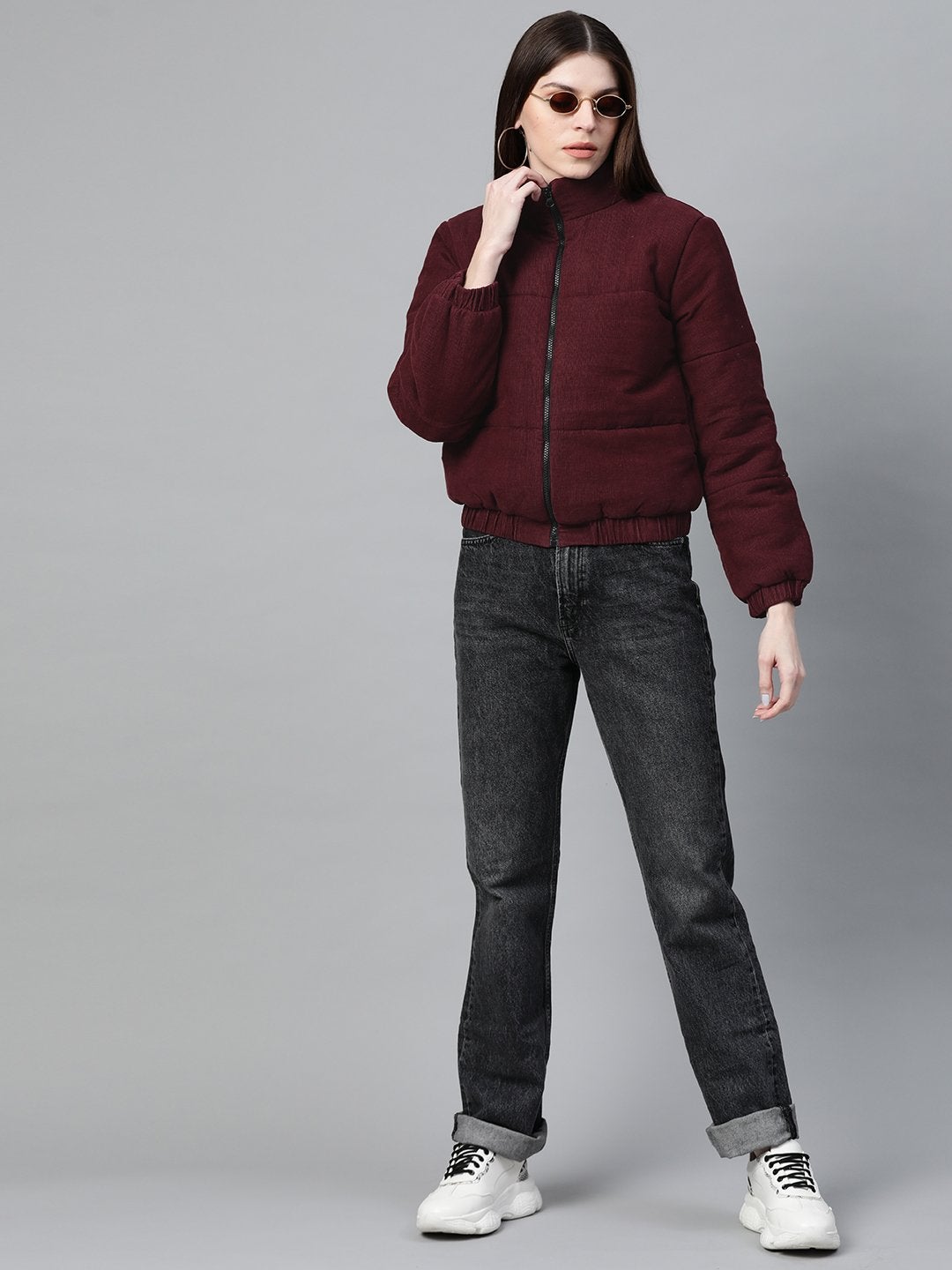 Women's Burgundy Corduroy Quilted Jacket - SASSAFRAS