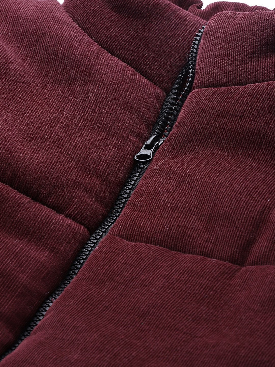 Women's Burgundy Corduroy Quilted Jacket - SASSAFRAS