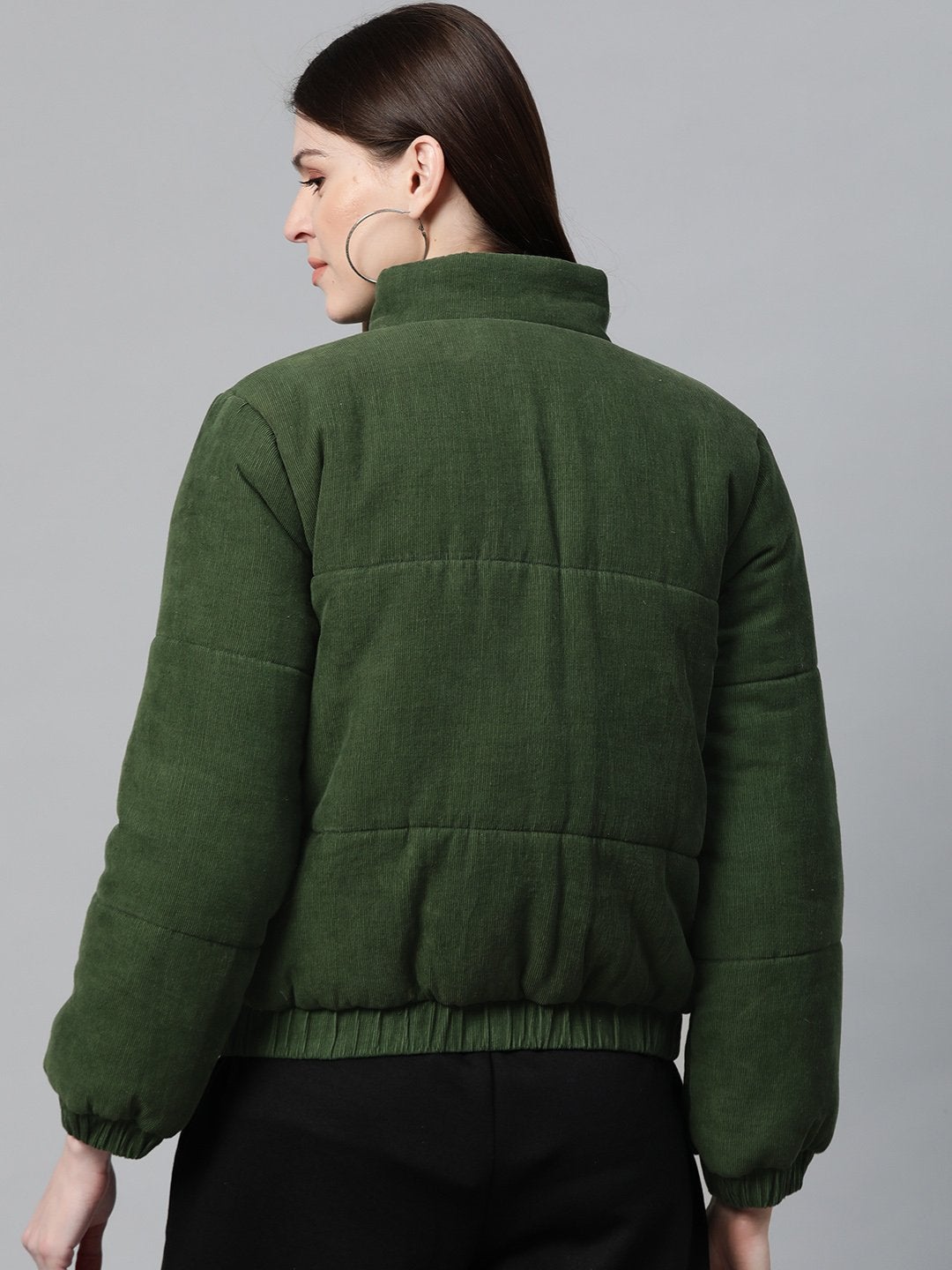 Women's Olive Corduroy Quilted Jacket - SASSAFRAS