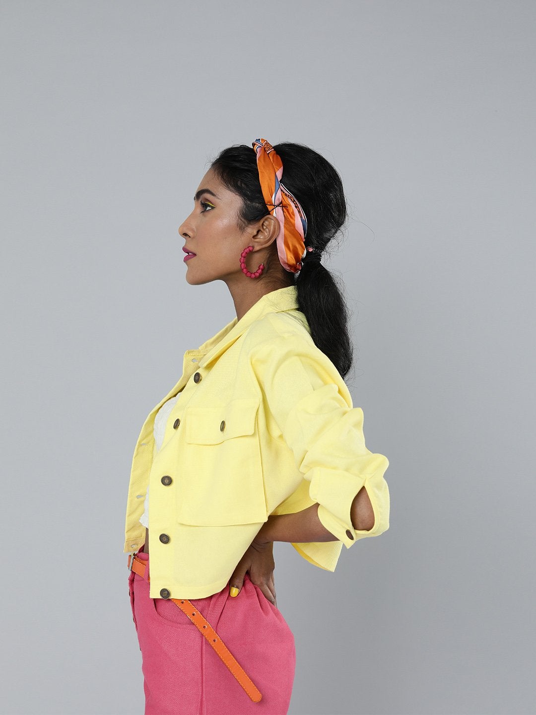 Women's Yellow Boxy Twill Jacket - SASSAFRAS