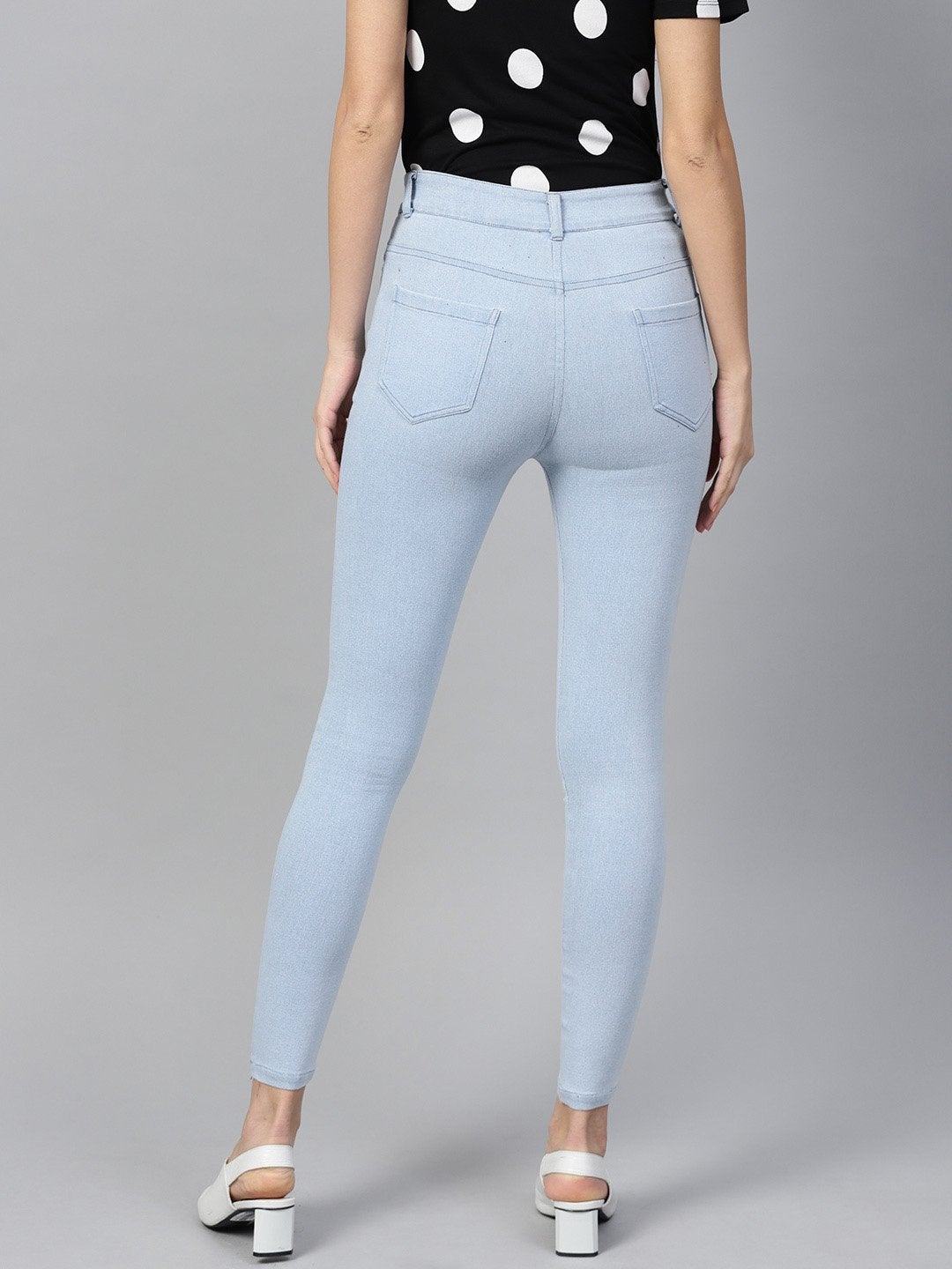 Women's Ice Blue Cropped Jeans - SASSAFRAS