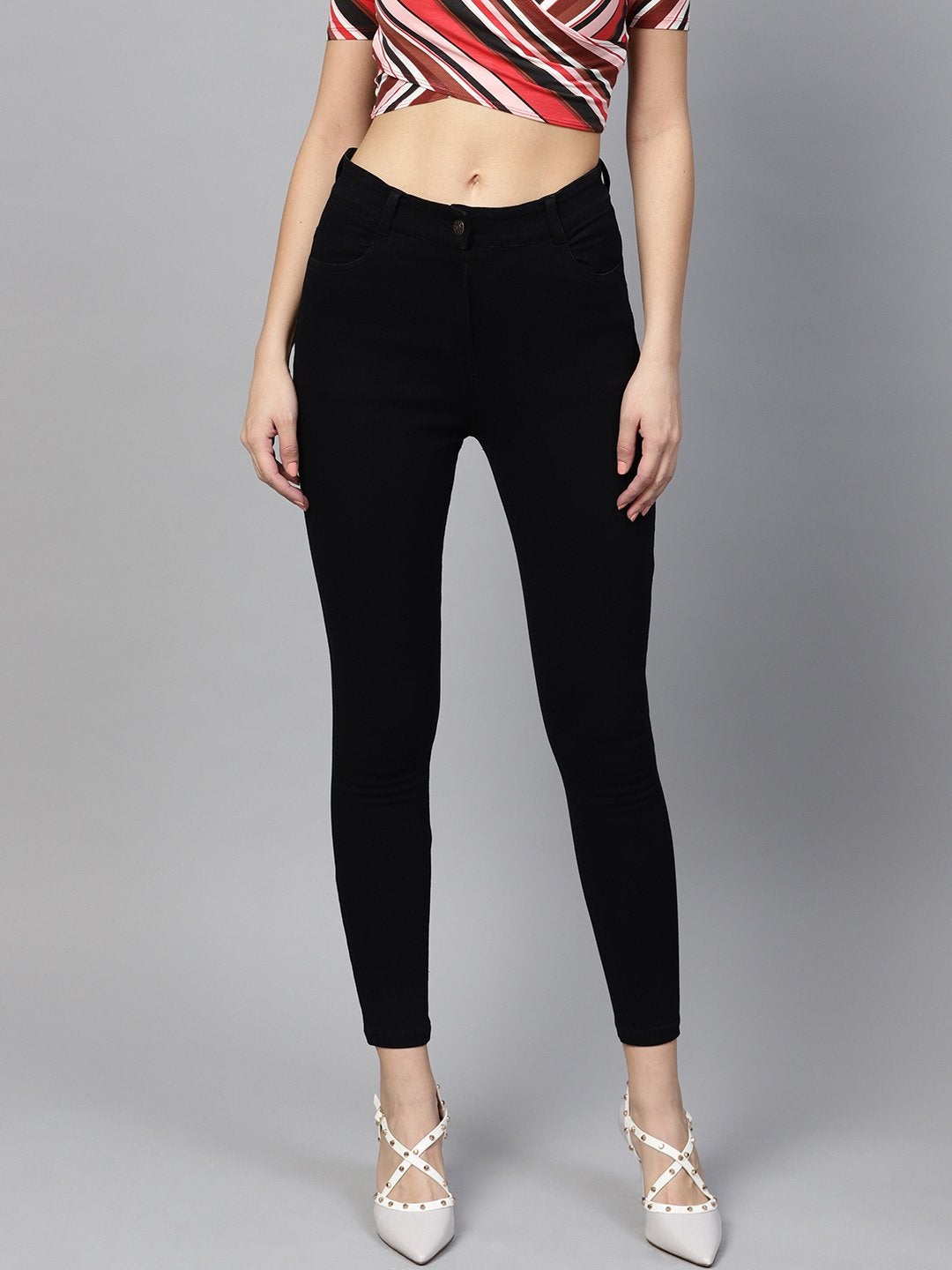 Women's Black Cropped Jeans - SASSAFRAS