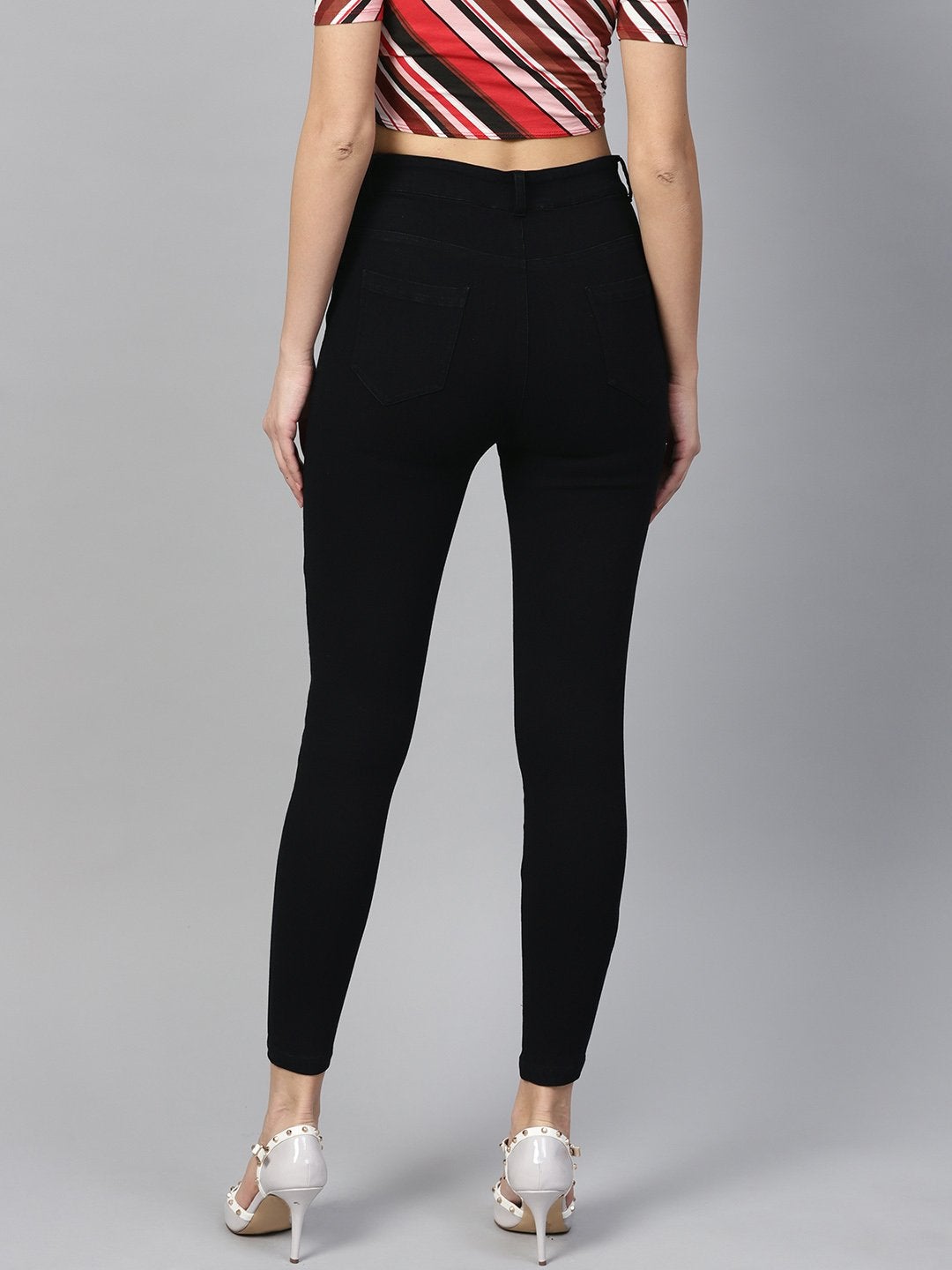 Women's Black Cropped Jeans - SASSAFRAS