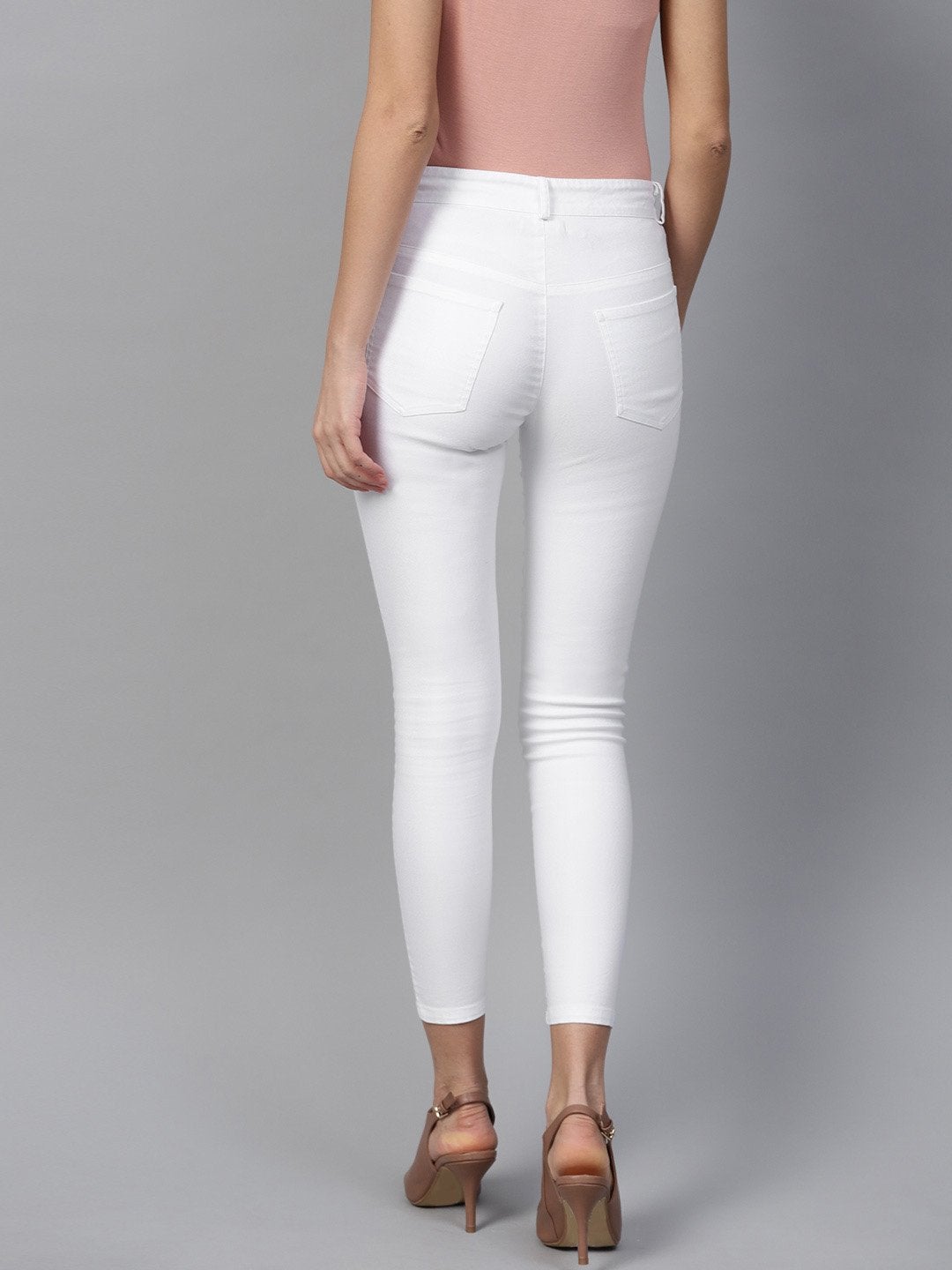 Women's White Front Pocket Embellished Jeans - SASSAFRAS