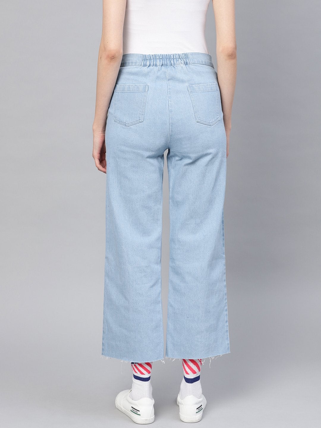 Women's Blue Denim Straight Pants - SASSAFRAS