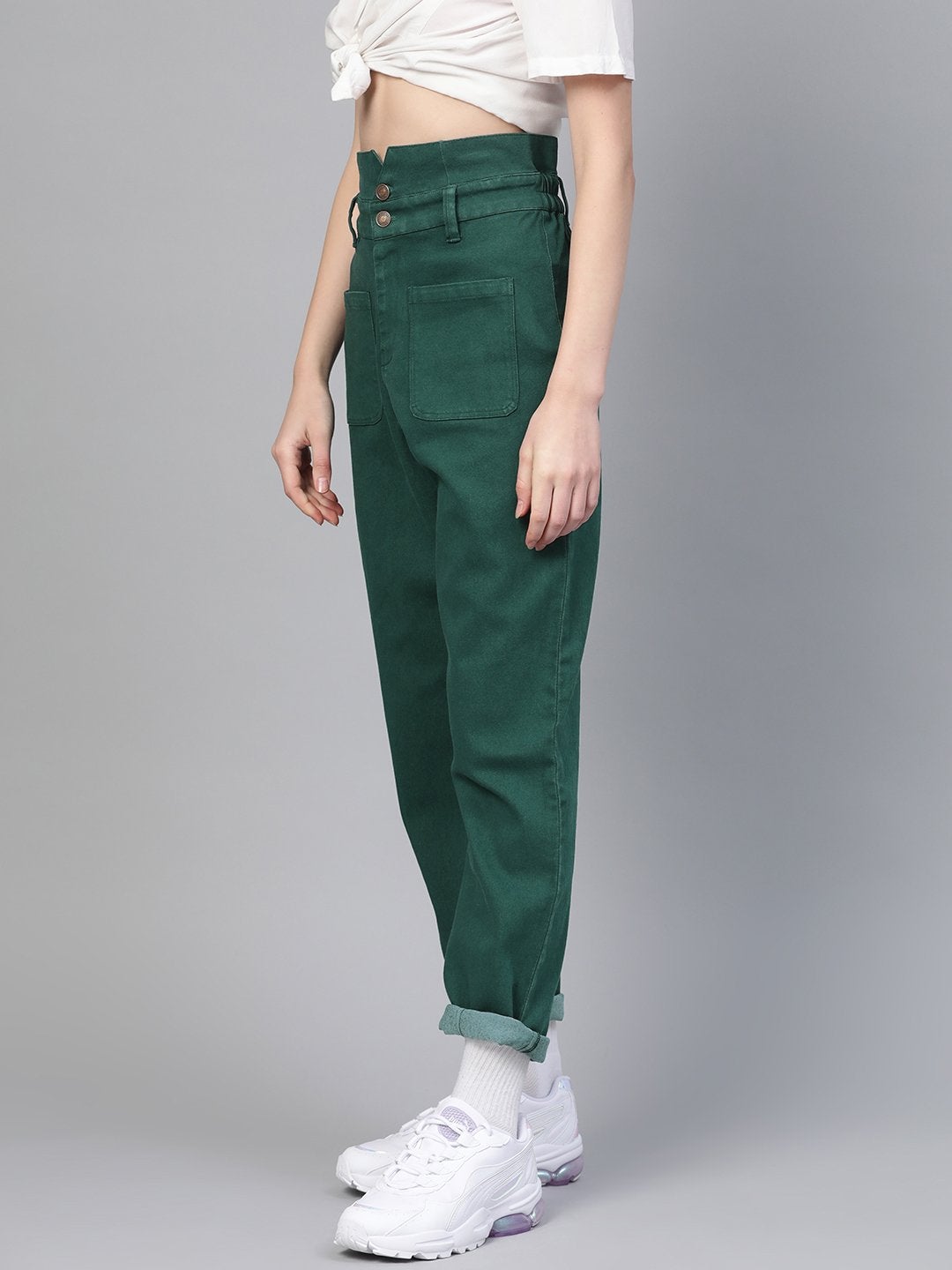 Women's Emerald Green Slouchy Jeans - SASSAFRAS