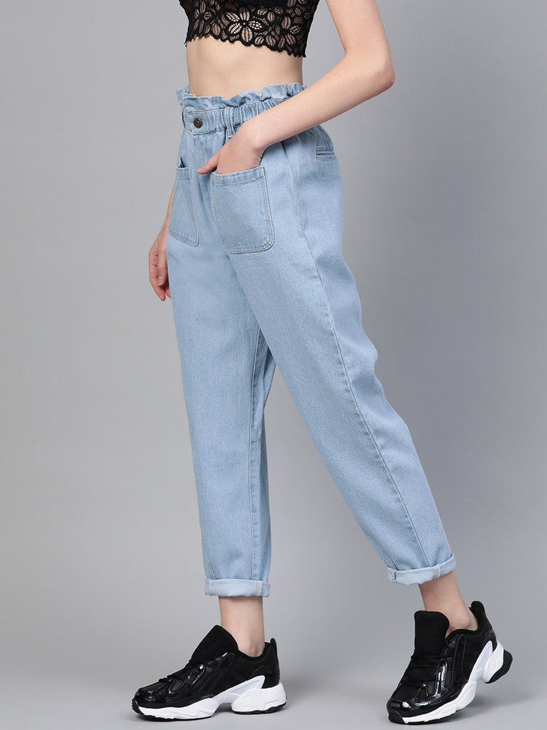 Women's Blue Front Pocket Slouchy Jeans