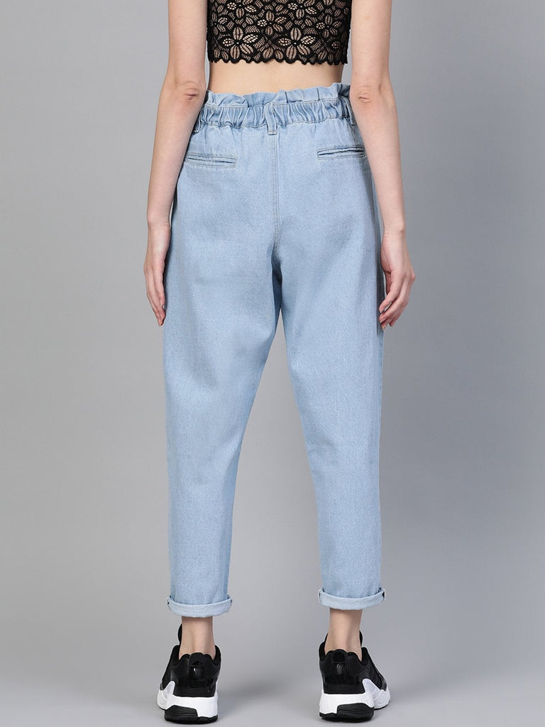 Women's Blue Front Pocket Slouchy Jeans