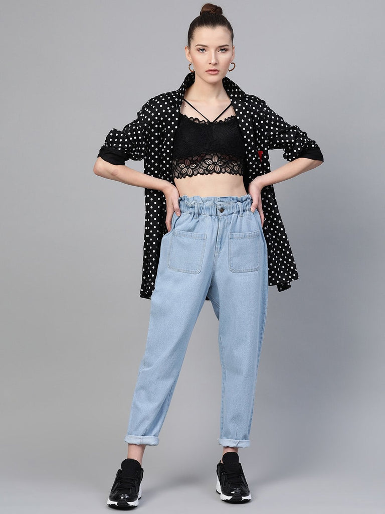 Women's Blue Front Pocket Slouchy Jeans