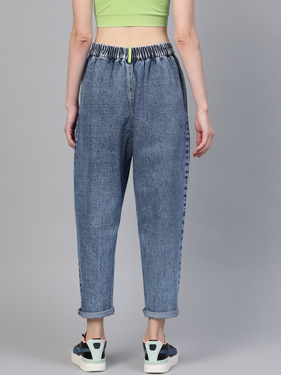Women's Blue Slouchy Inlay Pocket Jeans - SASSAFRAS