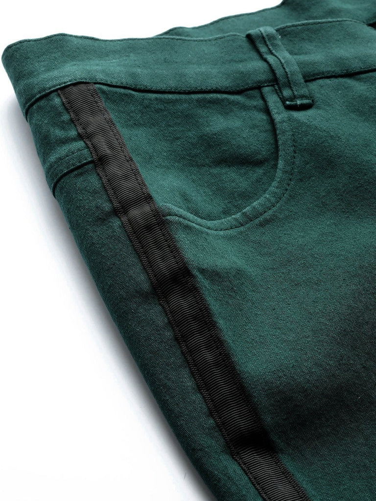 Women's Emerald Green Side Tape Bell Bottom Jeans