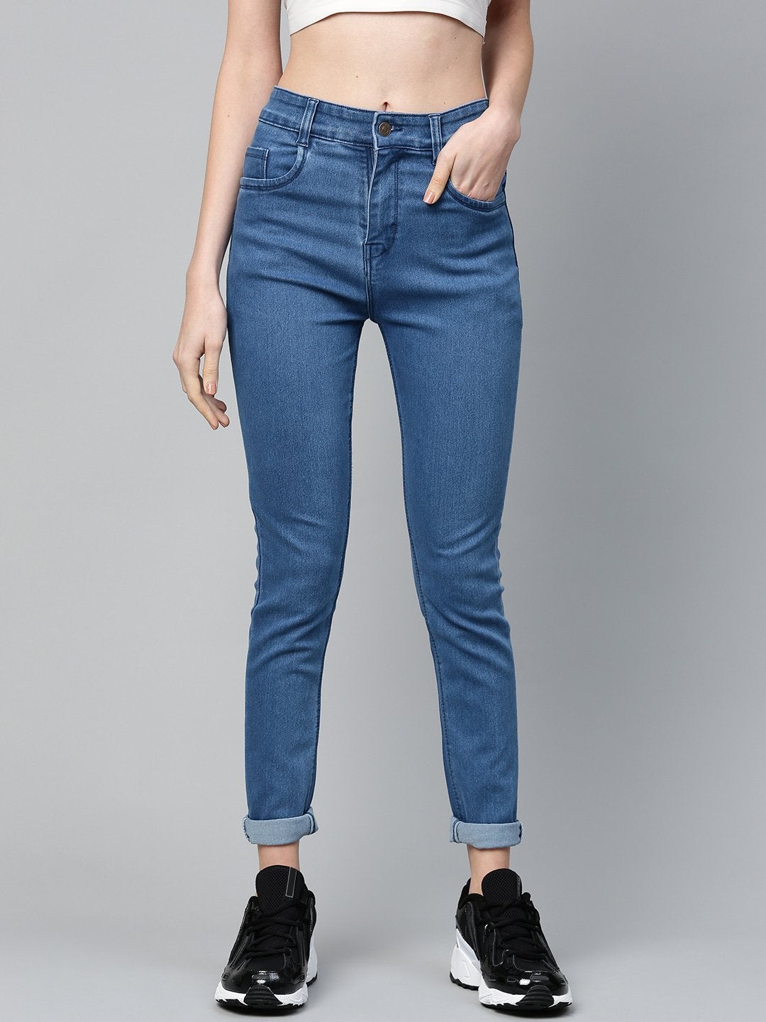 Women's Blue Basic Regular Jeans - SASSAFRAS