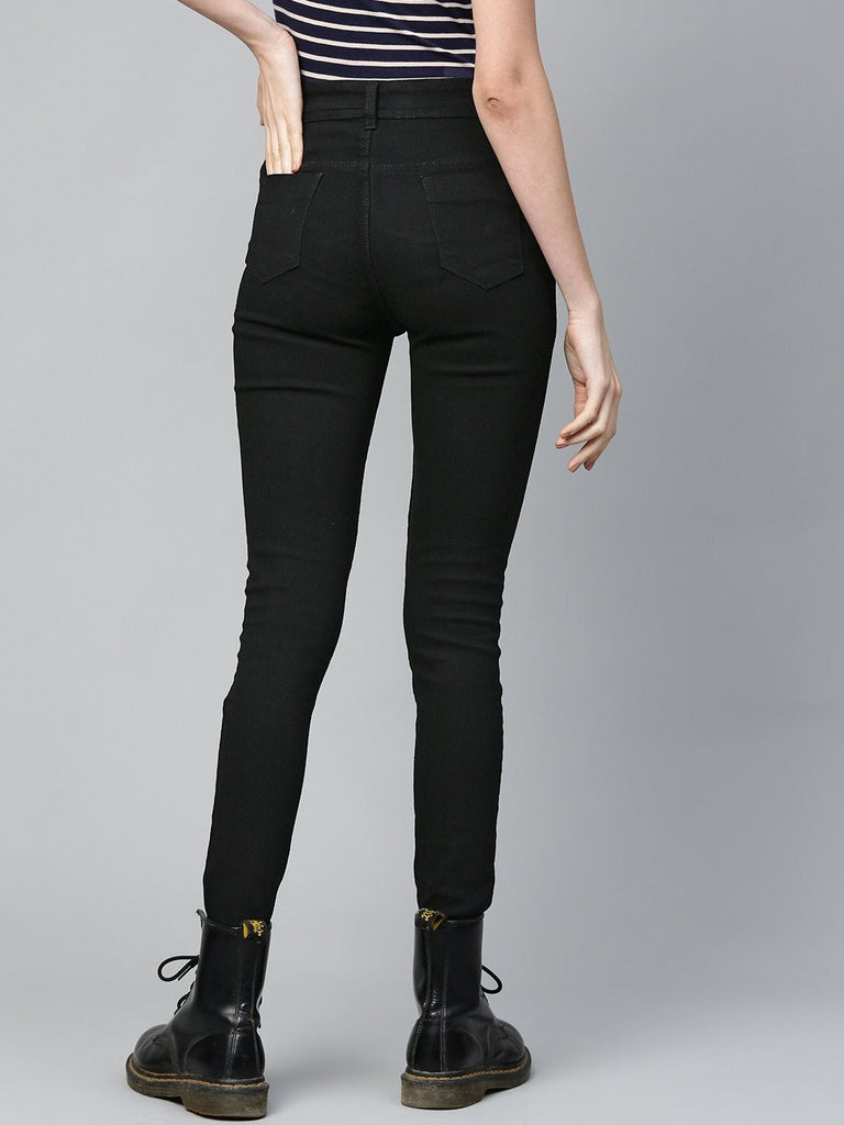 Women's Black Heavy Distressed Multi-Slit Jeans