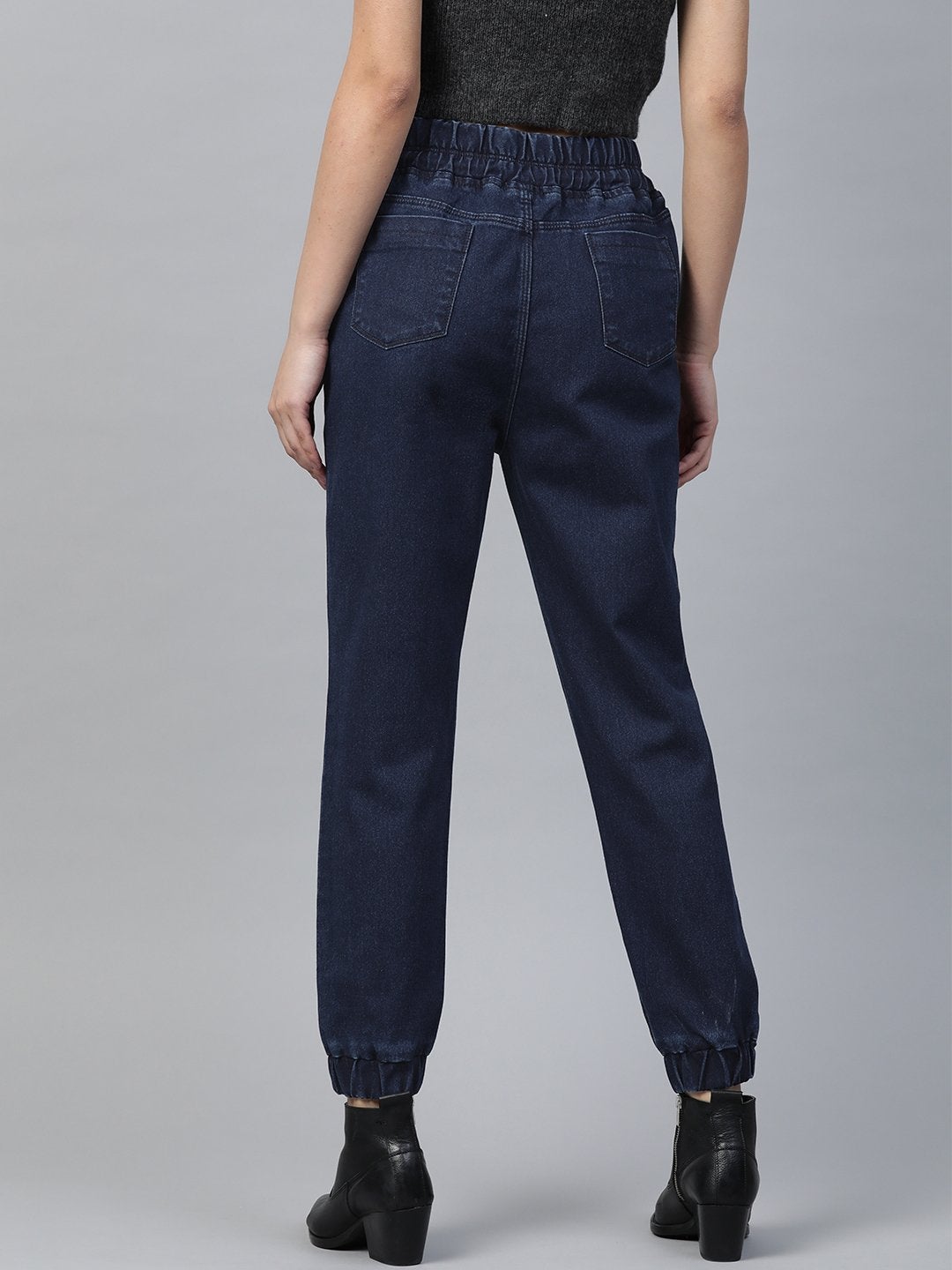 Women's Blue Drawstring Jogger Jeans - SASSAFRAS