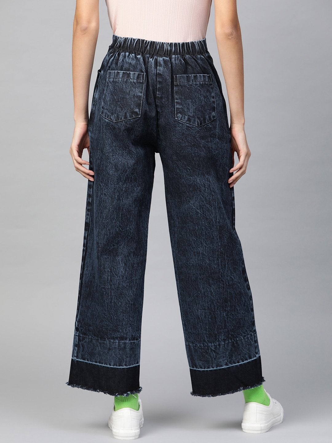 Women's Blue Raw Edge Detail Jeans - SASSAFRAS