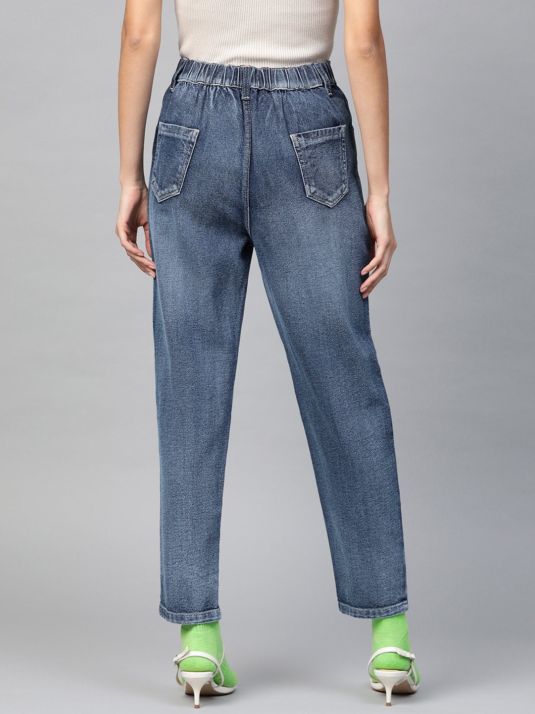 Women's Blue Vintage Distress Jeans - SASSAFRAS