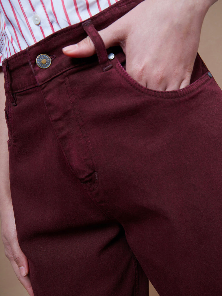 Women's Burgundy Balloon Fit Jeans